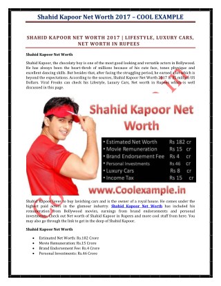 Shahid Kapoor Net Worth