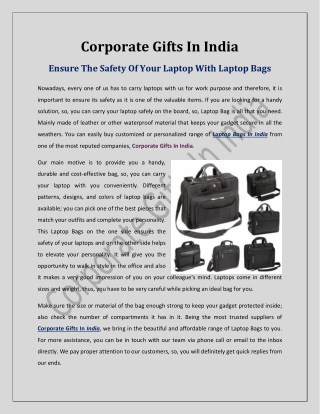 Ensure The Safety Of Your Laptop With Laptop Bags