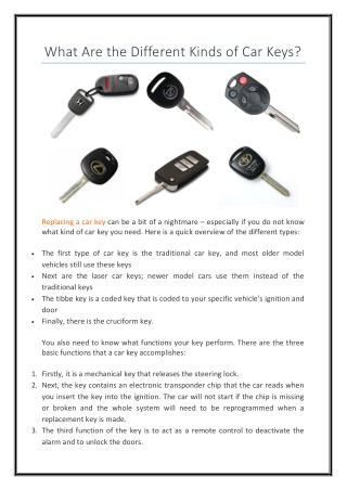 What Are the Different Kinds of Car Keys?