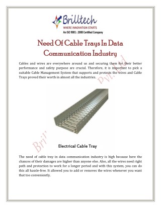 Need Of Cable Trays In Data Communication Industry