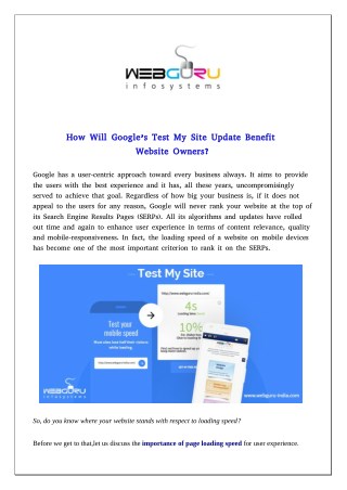 How Will Google’s Test My Site Update Benefit Website Owners?