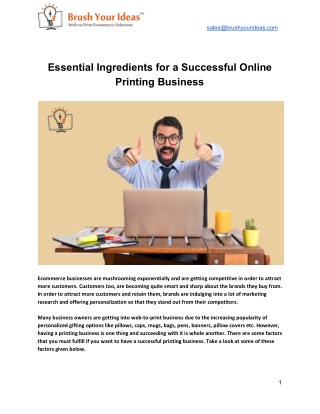 Essential Ingredients for a Successful Online Printing Business