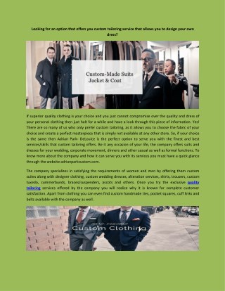 Quality Tailoring suits in Chicago