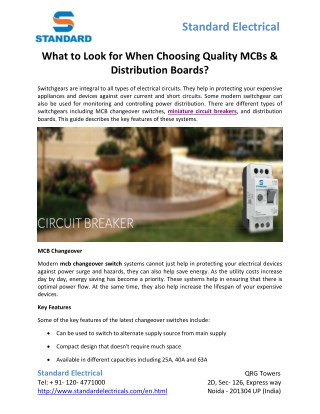 What to Look for When Choosing Quality MCBs & Distribution Boards?