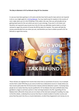 CIS Tax Rebates