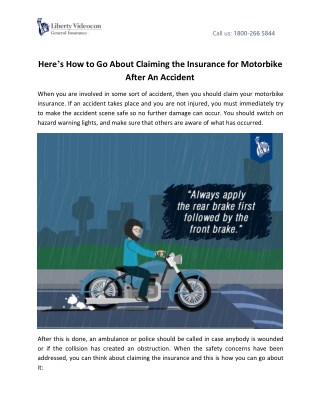 Hereï¿½s How to Go About Claiming the Insurance for Motorbike After An Accident