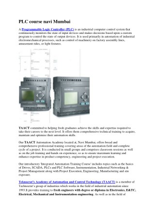 PLC course navi Mumbai
