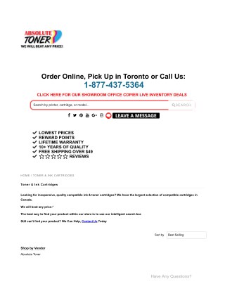 High Quality Toner and Ink Cartridges in Toronto
