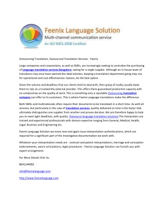 Outsourcing Translation, Outsourced Translation Services - Feenix