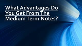 Advantages That You Get From The Medium Term Notes?