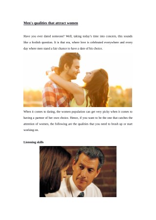 Men’s qualities that attract women