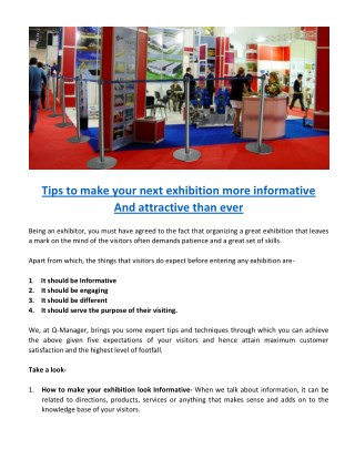 Tips to make your next exhibition more informative and attractive than ever