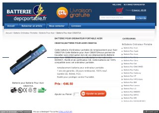 BATTERIE POUR ORDINATEUR PORTABLE ACER CBI2072A