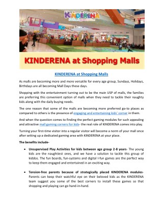 KINDERENA at Shopping Malls