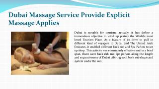 Dubai Massage Service Provide Explicit Massage Applies