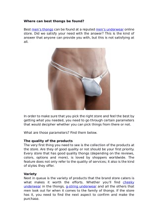 Where can best thongs be found?