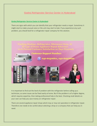 Godrej Refrigerator Service Center in Hyderabad