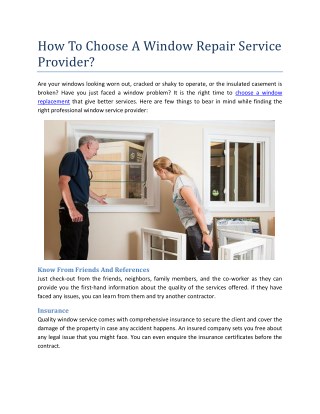 How To Choose A Window Repair Service Provider?