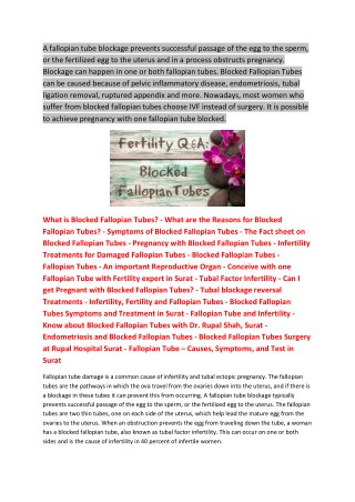 Infertility, Fertility and Fallopian Tubes