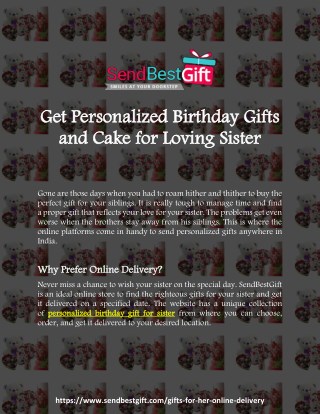 Get Personalized Birthday Gifts and Cake for Loving Sister | SendBestGift.com Blog