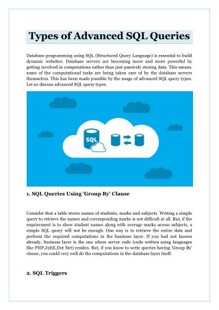 Types of Advanced SQL Queries