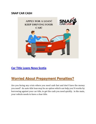 Car Title Loans Nova Scotia