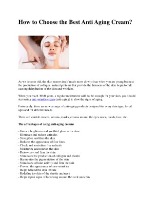 How to Choose the Best Anti Aging Cream?