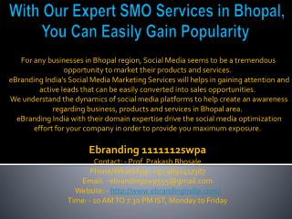 4.With Our Expert SMO Services in Bhopal, You Can Easily Gain Popularity