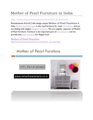 Mother of Pearl Furniture in India