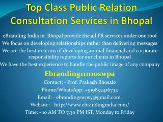 Top Class Public Relation Consultation Services in Bhopal