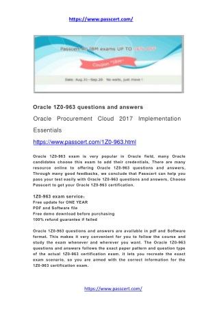 Oracle 1Z0-963 questions and answers