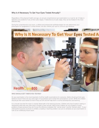 Why Is It Necessary To Get Your Eyes Tested Annually