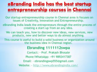 5.eBranding India has the best startup entrepreneurship courses in Chennai