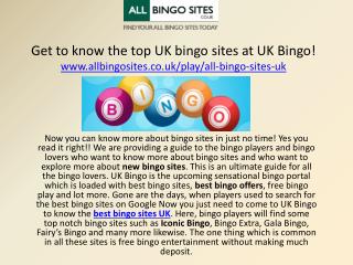 Get to know the top UK bingo sites
