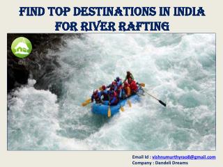 Find top destinations in India for River Rafting
