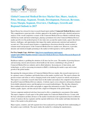 Connected Medical Devices Market - Global Industry Trends, Outlook, Regulatory Bodies & Regulations and Key Market Play