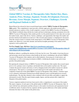 MRNA Vaccines & Therapeutics Sales Market Size to Observe Steady Growth By 2022