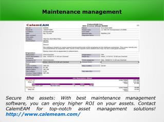 Maintenance management