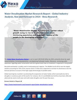 Water Desalination Market is Expected to Increase Significantly by 2024