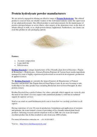 Protein hydrolysate powder manufacturers