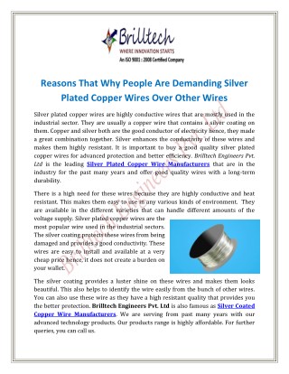Reasons That Why People Are Demanding Silver Plated Copper Wires Over Other Wires