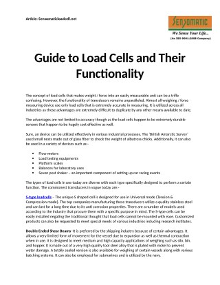 Guide To Load Cells And Their Functionality