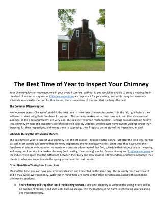 The Best Time of Year to Inspect Your Chimney