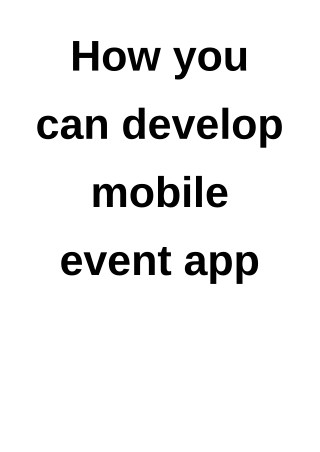 How you can develop mobile event app