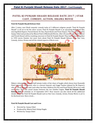 Patel Ki Punjabi Shaadi Release Date