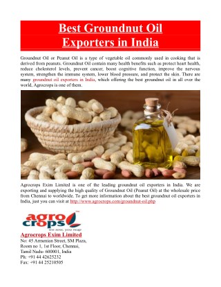 Best Groundnut Oil Exporters in India