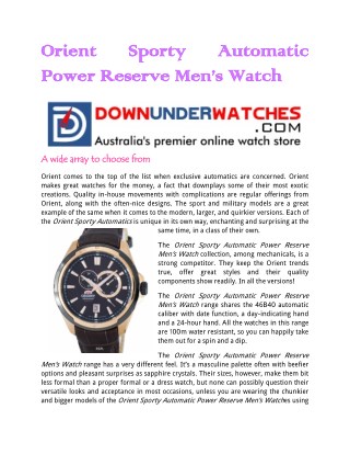 Orient Sporty Automatic Power Reserve Men’s Watch