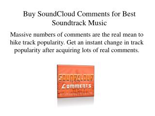 Buy SoundCloud Comments for Best Soundtrack Music