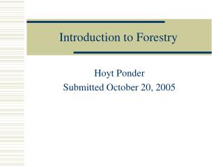 Introduction to Forestry