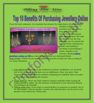 Top 10 Benefits Of Purchasing Jewellery Online